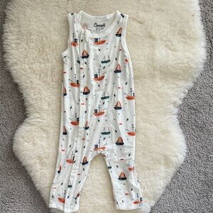 Coccoli White Romper with Sailboat Design